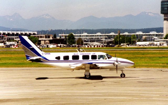 Piper Navajo (C-GRNK) - C-GRNK at Vancouver,BC in the mid to late 90s. Rego search shows this as a Piper 310R