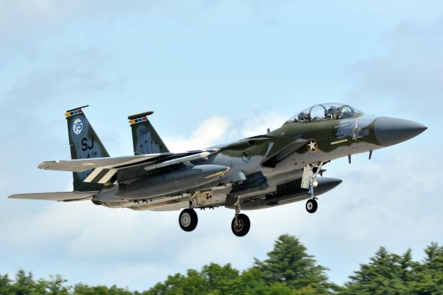 McDonnell Douglas F-15 Eagle (88-1702) - Crab 14 F15E strike Eagle with the 334th Fighter squadron from Seymour Johnson AFB NC was training in Portsmouth for two weeks in June 