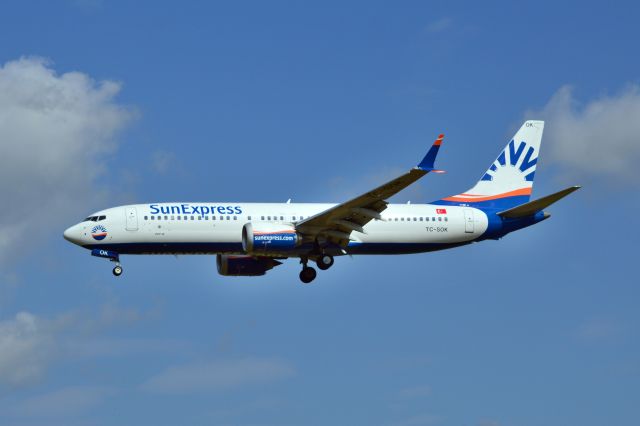 Boeing 737 MAX 8 (TC-SOK) - Sun Express - B737 MAX8 (TC-SOK) arriving mid morning at NCL (May 2024)