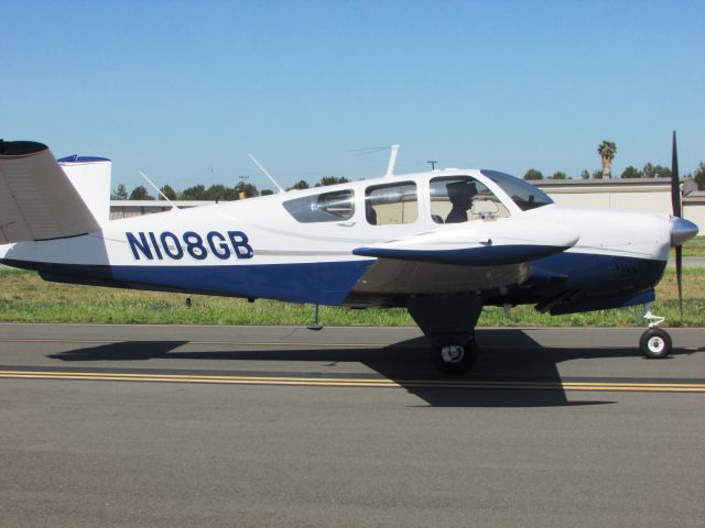 Beechcraft 35 Bonanza (N108GB) - Taxiing at Fullerton