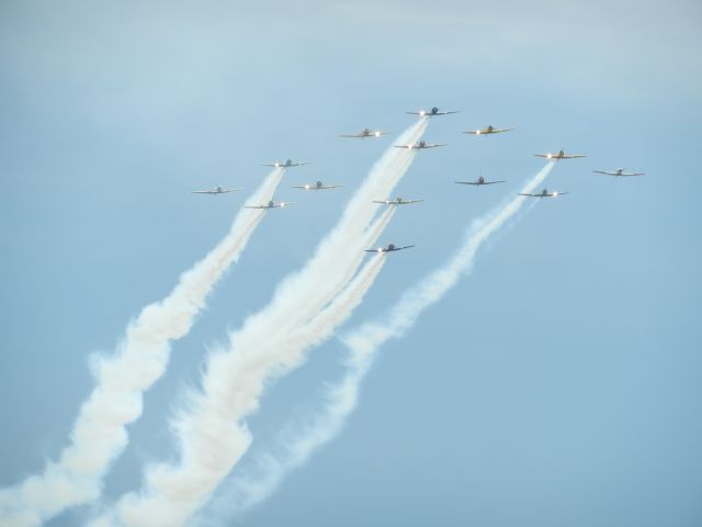 North American T-6 Texan (N66TY) - N66TY, N5199V, N9801C, N36, N211A, N66JB N796WM, N12V, N3173G, And 9 other Texans flying over the 2019 Culpeper Airfest. I was not able to find the registration for the other 9 Texans.