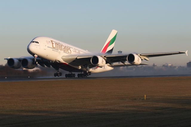 Airbus A380-800 (A6-EUP) - EK22 rotating at the start of the morning flight to Dubai.