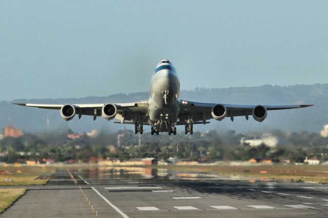 BOEING 747-8 (B-LJB) - The departure of the first B747-8F to visit YPAD on flight CX22 to Hong Kong.