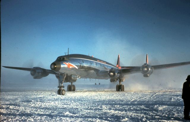 — — - Connie USN arriving McMurdo Sound from Christchurch, NZ Operation Deep Freeze 1958-59