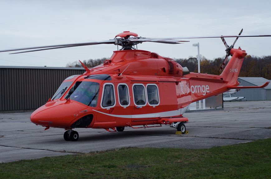 BELL-AGUSTA AB-139 (C-GYNJ) - Ornge Air Ambulance Service, AgustaWestland AW139, on Tarmac at Guelph Ontario airport.