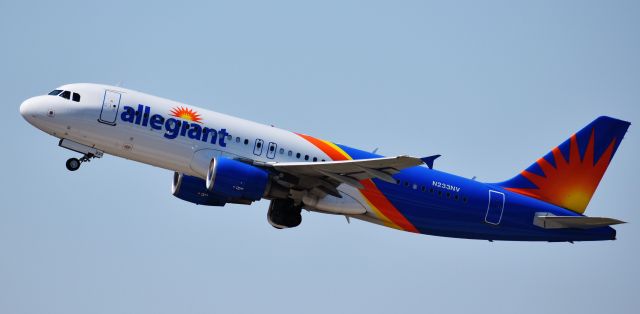 Airbus A320 (N233NV) - Seeing off an Allegiant A320 from the RDU parking deck, 4/12/18.