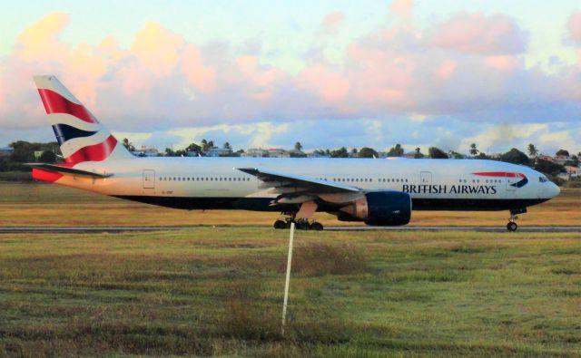 BOEING 777-200LR (G-VIIF) - Speedbird 2154 to London Gatwick commencing takeoff roll on runway 09.