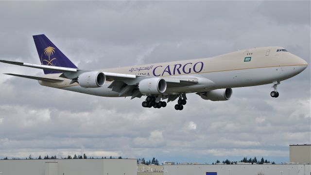 BOEING 747-8 (HZ-AI3) - BOE571 on final approach to runway 16R to complete a flight test on 3/15/13. (LN:1429 cn 37562). The aircraft is using temporary registration N5023Q.