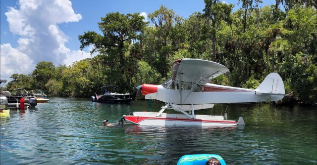 Piper L-21 Super Cub (N1907A) - Swimming to anchorage at the Glen. 