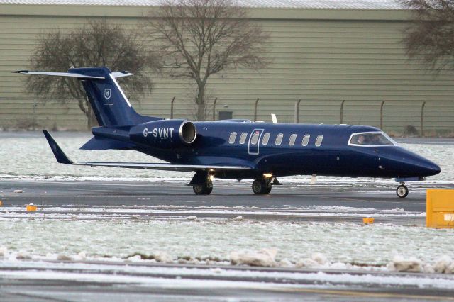 Learjet 45 (G-SVNT) - SaxonAir Learjet 45 lining up to depart rwy 03 on 10-Jan-25 heading for LFPB as SXN79W.