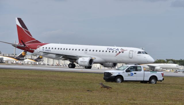 Embraer ERJ-190 (N988TA) - chasing a coyote in KMIA