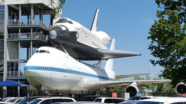 Boeing 747-200 (N905NA) - New static display at Space Center Houston.