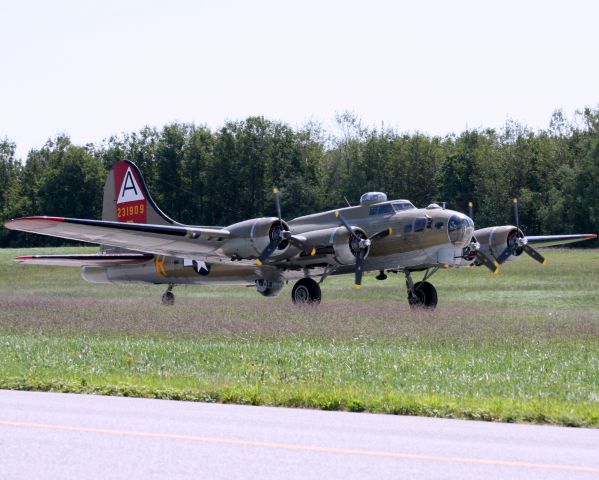 Boeing B-17 Flying Fortress — - B-17 on roll out at Chester County Airport 8-29-11