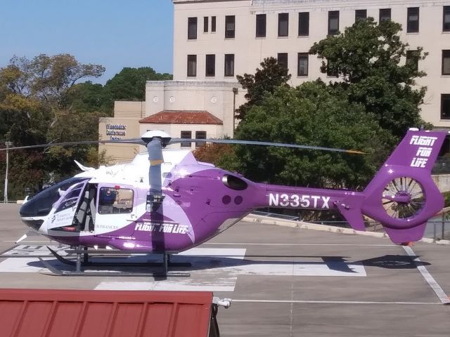 Eurocopter EC-635 (N335TX) - CHRISTUS Trinity Mother Frances Health System's Flight for Life on the Pad at the Tyler, Texas hospital. 11.03.19