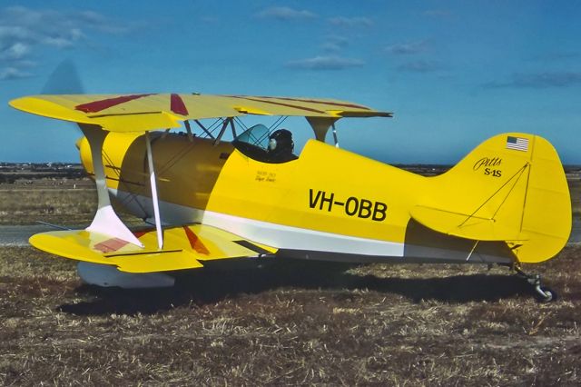 VH-OBB — - PITTS S-1D SPECIAL - REG : VH-OBB (CN N145) - GOOLWA SA. AUSTRALIA - YGWA (9/5/1993) 35MM SLIDE CONVERSION USING A LIGHTBOX AND A NIKON L810 DIGITAL CAMERA IN THE MACRO MODE