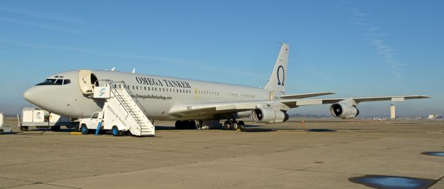 Boeing 707-300 (N707MQ) - The Omega 707-300 at KMCC! Huge thanks to the wonderful people who made this photo/videoshoot possible. br /br /Arrived as OMEGA71 from KVCV. 