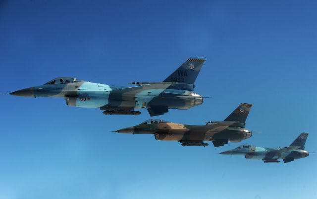 Lockheed F-16 Fighting Falcon — - Three Aggressors from Washington looking for some prey!