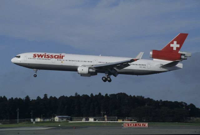 Boeing MD-11 (HB-IWC) - Short Final at Narita Intl Airport Rwy16R on 1998/09/20