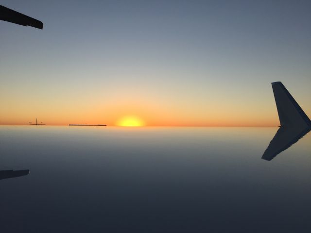 Gulfstream Aerospace Gulfstream IV (N779AZ) - Sunset over G450 Wing