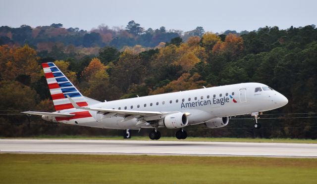 Embraer 170/175 (N107HQ) - A Republic E170 rotating on a cold, overcast day at RDU, 11/12/17.
