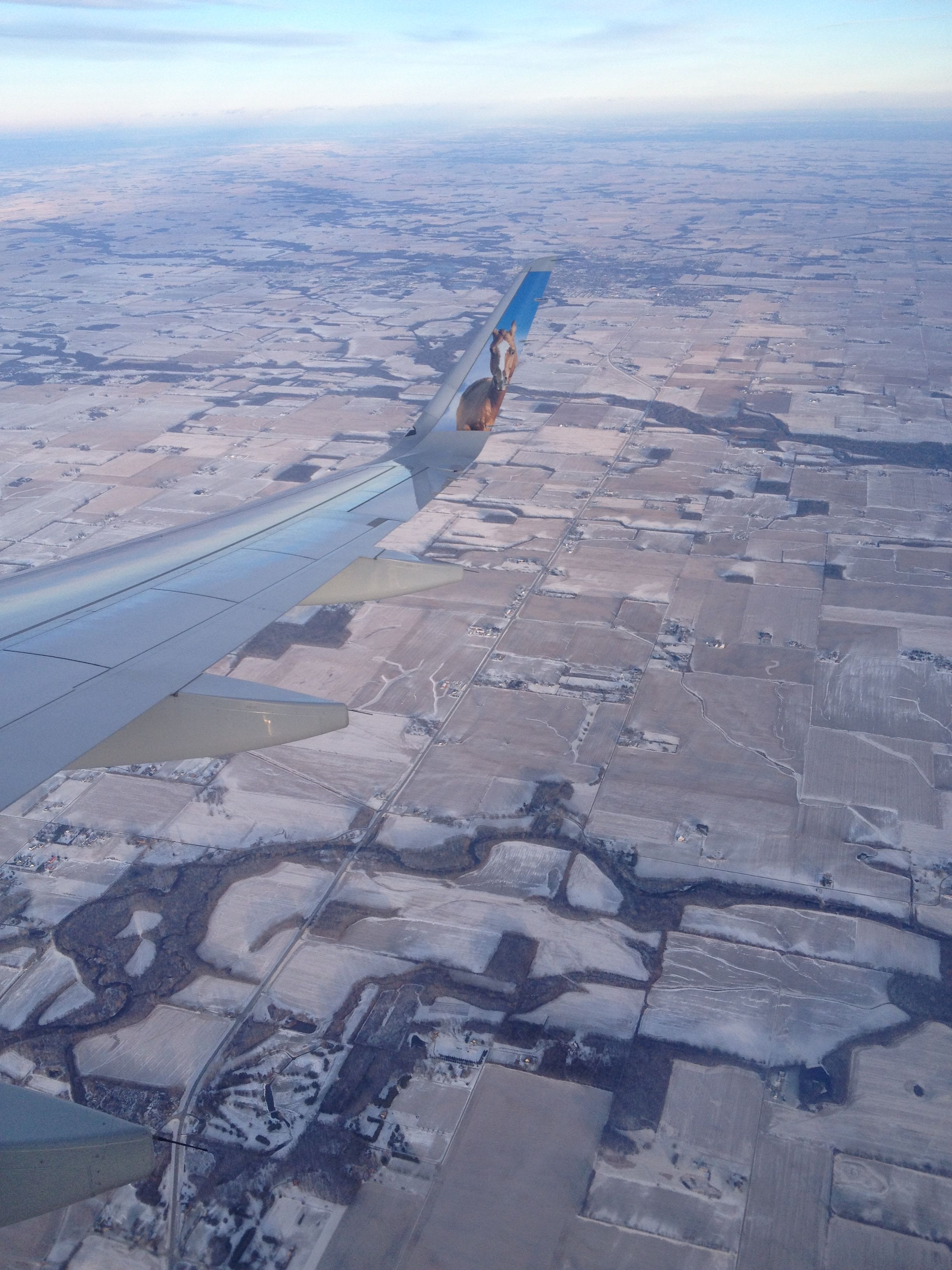 Airbus A320 (N307FR) - Descending into Indianapolis, Indiana in winter.br /Aboard Frontiers Champ the Bronco.