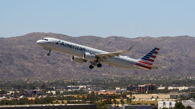 Airbus A321neo (N451AN) - American Airlines A321 neo taking off from PHX on 7/6/22. Taken with a Canon 850D and Rokinon 135mm f/2 lens.