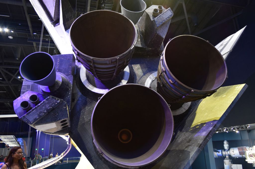 — — - View of Space Shuttle Atlantis engines at Kennedy Space Center (KTTS) 4JUL17