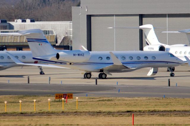 Gulfstream Aerospace Gulfstream G650 (M-WHIZ) - Parked on the East Apron on 13-Feb-23 one day prior to departing for EIDW.