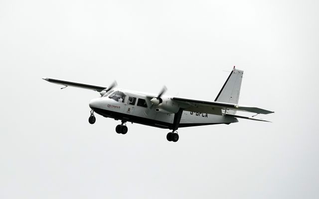 G-BPCA — - Britten-Norman Islander G-BPCA lines up with runway 14 at Kirkwall airport for landing.