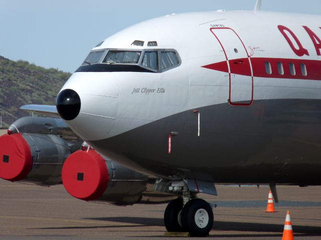 Boeing 707-100 (N707JT) - March 6, 2009: John Travoltas beautiful Jett Clipper Ella parked at DVT.