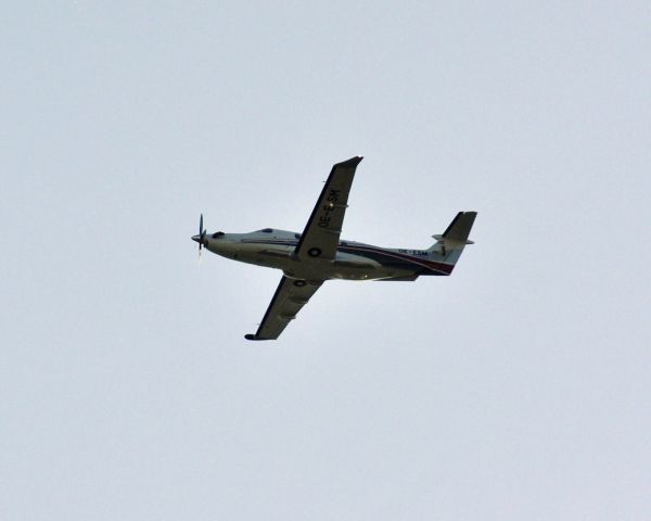 Pilatus PC-12 (OE-ESM) - Private Pilatus PC-12/47 OE-ESM over the Danube in Vienna