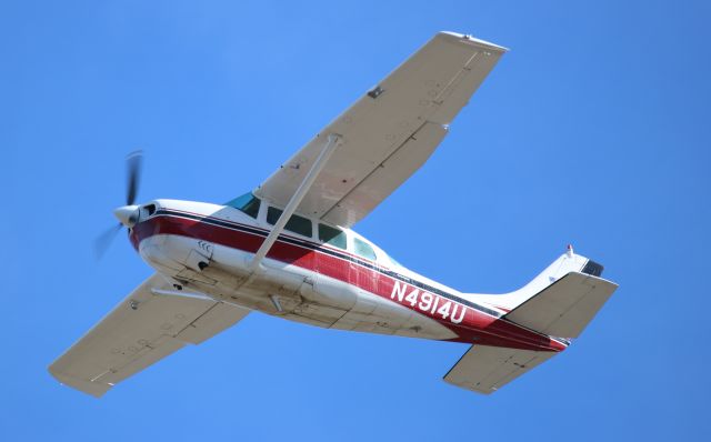 Cessna Centurion (N4914U) - Seen departing off runway 26 from Big Bear, CA (L35) airport on Saturday, April 27th, 2019. 