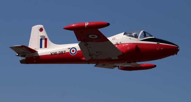 HUNTING PERCIVAL P-84 Jet Provost (N287XW) - A 1969 model BAC Jet Provost P.84 Mk. 5 departing H. L. Sonny Callahan Airport, Fairhope, AL, at the conclusion of the Classic Jet Aircraft Association's 2021 Jet Blast - March 6, 2021.