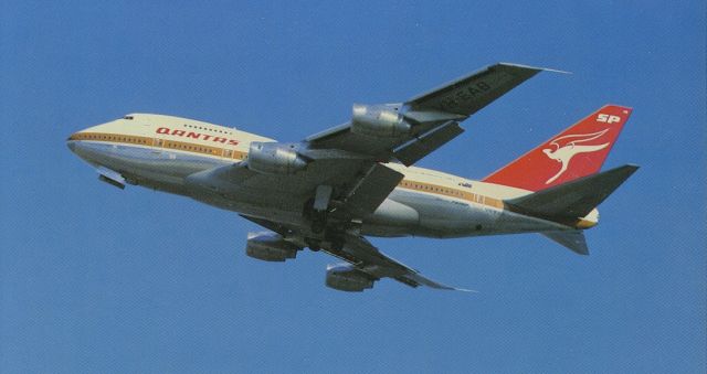 BOEING 747SP (VH-EAB) - scanned from postcardbr /qantas