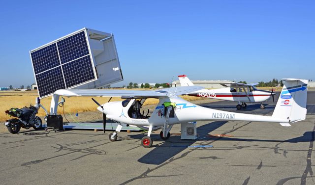 N197AM — - The EV ARC™ 2020 being used to power the Pipistrel plane is equipped with 2 Enel X JuiceBox® Pro EV chargers and one 15kW aircraft charger and is capable of charging two vehicles and one electric plane. 100% solar-powered EV ARC™ units are off-grid