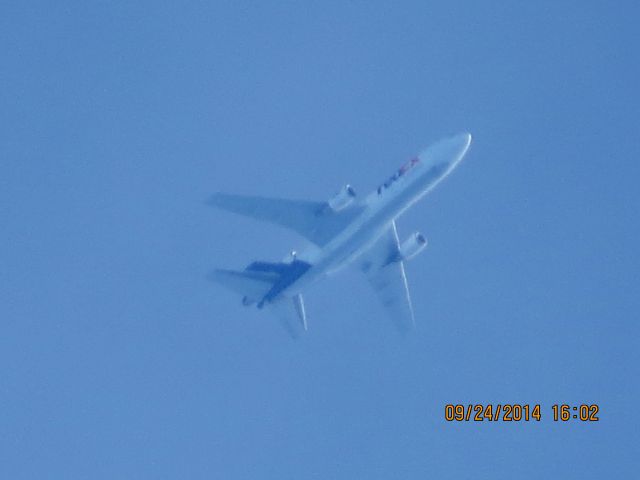 McDonnell Douglas DC-10 (N372FE) - FedEx flight 781 from Memphis to Portland over Baxter Springs Kansas (78KS) at 34,000 feet.