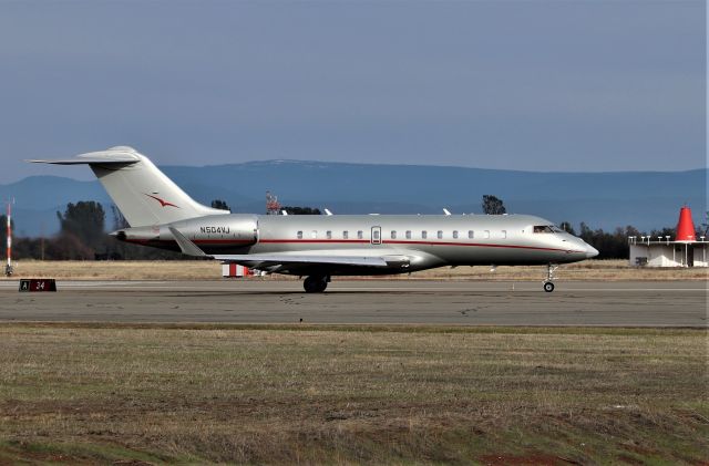 Bombardier Global 5000 (N504VJ) - KRDD - BOMBARDIER INC BD-700 rolling to Runway 34 at Redding - this may have been about lunch hour departure and the only time I have seen this jet. Dec 17, 2019