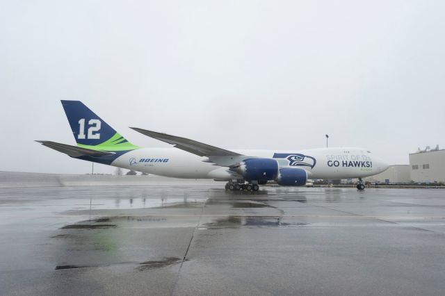 BOEING 747-8 (N770BA) - At Paine Field in Washington State at the unveiling of the Seattle Seahawks livery by Boeing. (Photo Courtesy of Boeing)