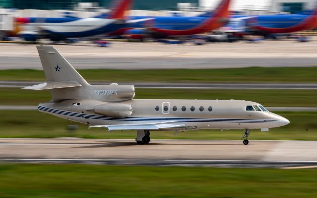 Fokker Maritime Enforcer (N500PT) - Buffalo Marine Services, Inc. private Falcon 50 throttles down the runway at KHOU