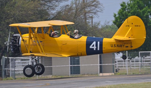 N44741 — - 1942 stearman low and slow at temple texas airshow.