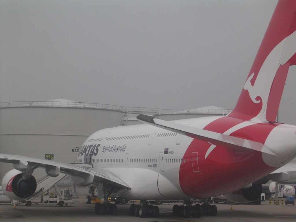 Airbus A380-800 (V1-OQH) - Big bird parked west of T3 at LHR, 031611