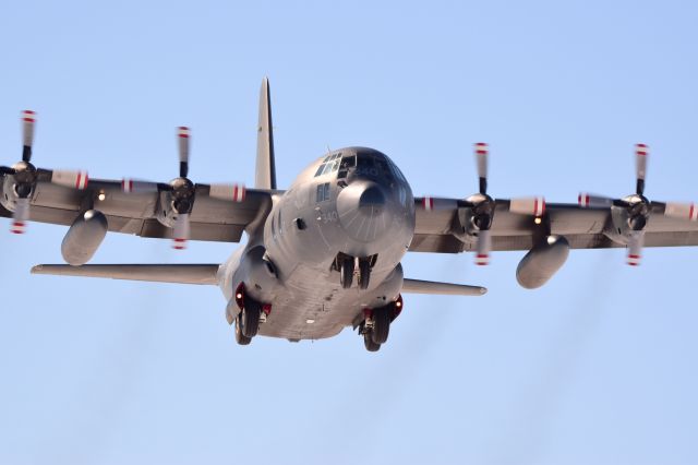 Lockheed C-130 Hercules — - On short final to pick up paratroopers during training exercise