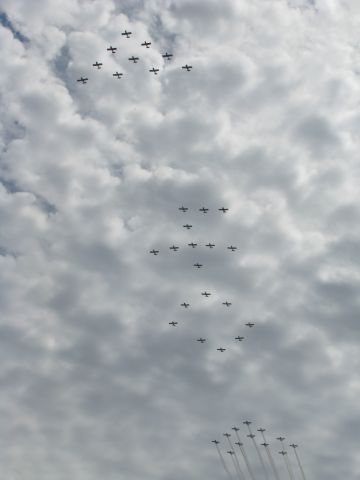 — — - RV mass arrival on Sunday at Oshkosh 2012.