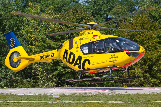 Eurocopter EC-635 (D-HXBA) - 'Christoph 32' take-off from hospital 'Klinikum Nürnberg Süd' after a mission near Cronheim.