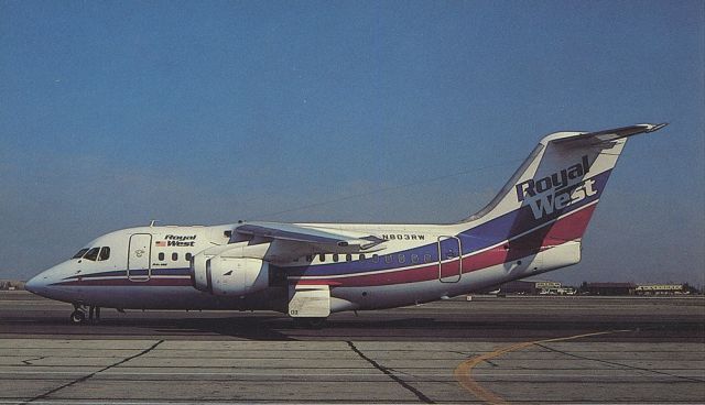 British Aerospace BAe-146-100 (N803RW) - scanned from postcardbr /royal west