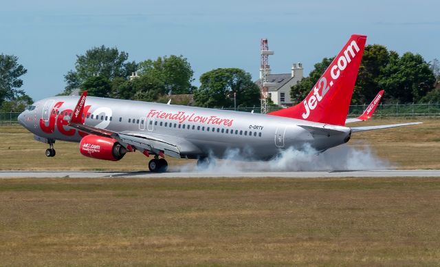 Boeing 737-800 (G-DRTV) - A heavy landing on arrival at Jersey  (EGJJ) Airport