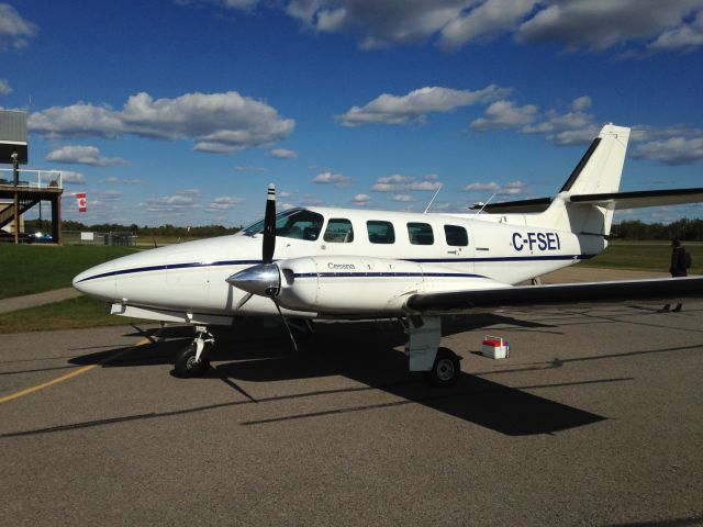 Cessna T303 Crusader (C-FSEI) - Cessna T303, getting fuel in Smith's Falls Ontario.