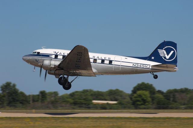 Douglas DC-3 (N345VJ) - Beautiful DC-3 on the departure at Oshkosh. 