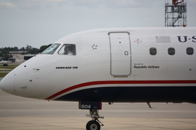 Embraer 170/175 (N804MD) - US Air Flight 3346 operated by Republic (N804MD) arrives at Sarasota-Bradenton International Airport following a flight from Reagan National