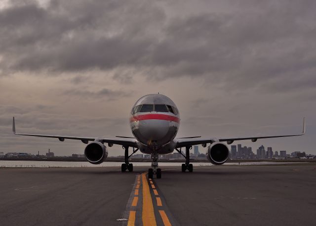 N178AA — - front and center on a dark and story day at KBOS Logan !